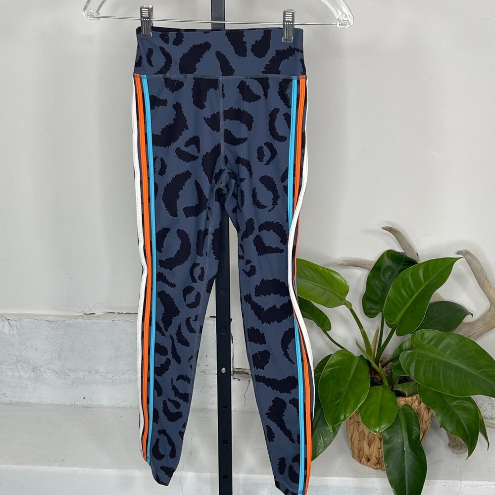 The Upside Athletic Leggings Size 2 Blue Black Stripes Arrow Run Yoga High Waist